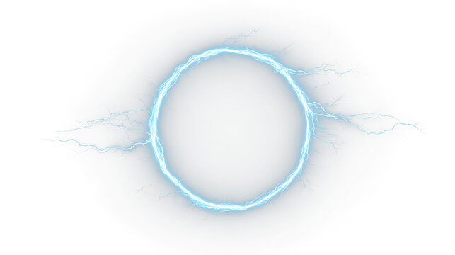 Electric blue circle with lightning effects on a transparent background for design and art projects in various contexts