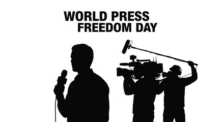 Fototapeta premium World press freedom day celebrated with journalists reporting and filming news