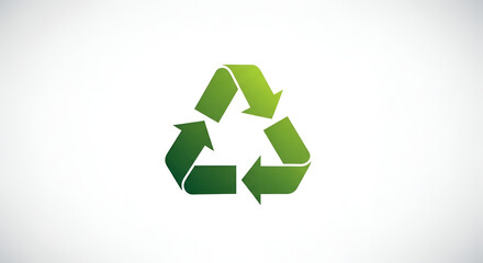 Obraz premium Green recycle symbol with arrows forming a triangle on a clean white background eco-friendly concept