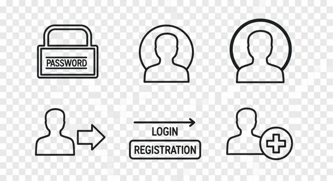 User account registration login icons.