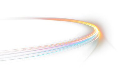 Naklejka premium Colorful light streaks on a transparent background showing movement and energy in a modern design style during daytime hours