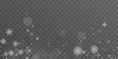 White snowfall drifts with calm glowing light. Elegant motion forms peaceful winter texture. Perfect design element for festive backgrounds and banners. Vector © Strongstock03