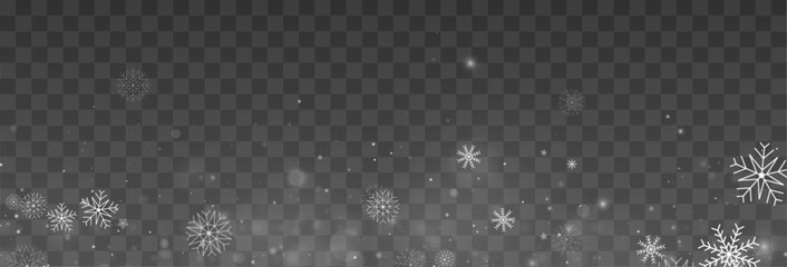 Frosty particles drift with radiant white shimmer. Elegant movement forms calm winter atmosphere. Perfect design element for seasonal designs and banners. Vector © Strongstock03