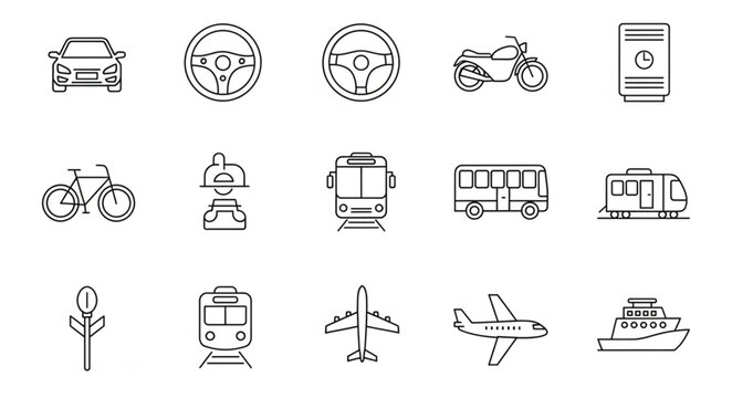 Transportation Vehicles Icons.