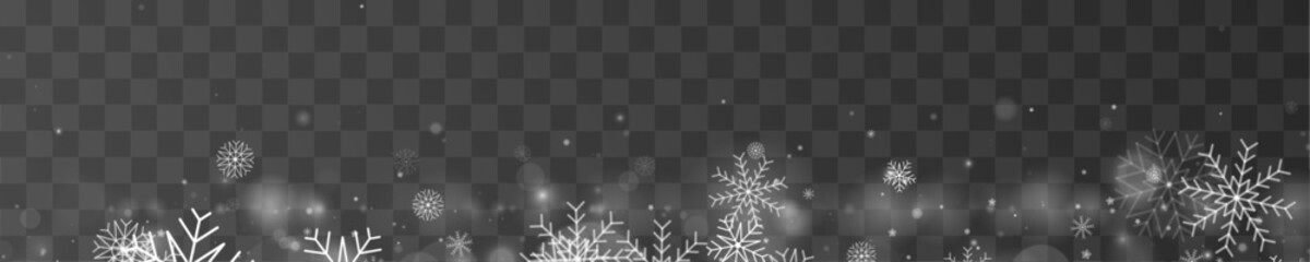 White flakes shimmer with icy light. Elegant motion creates magical winter effect. Perfect design element for seasonal designs and banners. Vector © Strongstock03