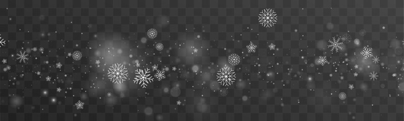 Crystal snow particles float with icy brilliance. Smooth drift creates rich winter elegance. Perfect design element for decorations and banners. Vector © Strongstock03