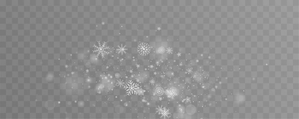 White snow particles drift with radiant glow. Elegant shimmer creates peaceful winter mood. Perfect design element for seasonal designs and banners. Vector © Strongstock03
