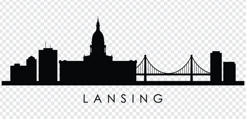 Lansing city skyline silhouette with bridge and buildings © MdshakiburRahman