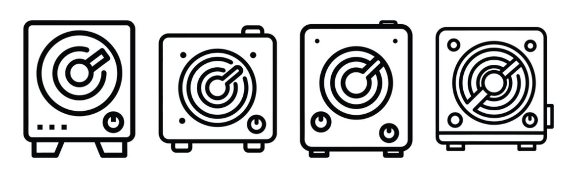 Minimal outline  compressor system outline icon set in editable stroke style. Air conditioning icon set.