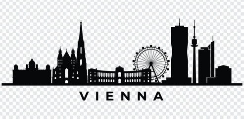 Fototapeta premium Vienna city skyline silhouette with famous landmarks and ferris wheel