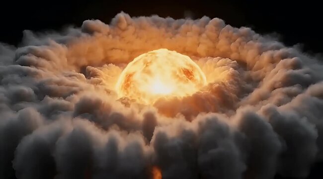 Glowing Fireball with Circular Shockwave Explosion