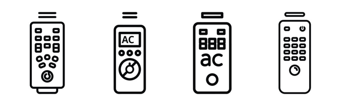 Minimal outline  remote control ac icon set in editable stroke style. Air conditioning icon set.