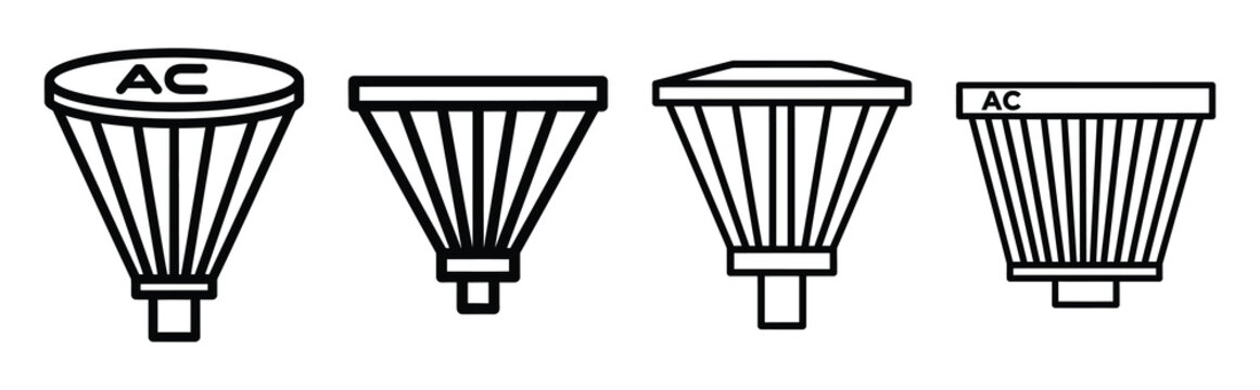 Minimal outline  ac filter cleaning icon set in editable stroke style. Air conditioning icon set.