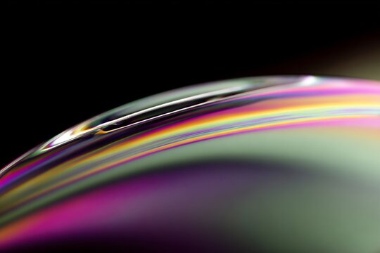 Iridescent bubble film, macro texture, rainbow refraction, shimmering surface, digital lavender and apricot crush hues, atmospheric lighting