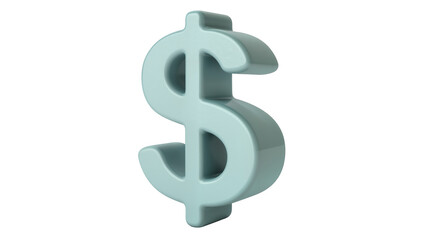 Obraz premium Three dimensional light blue dollar sign symbol, isolated on transparent background