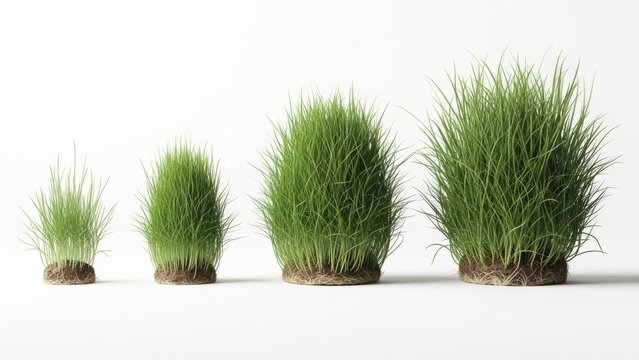 Three potted grasses in various sizes