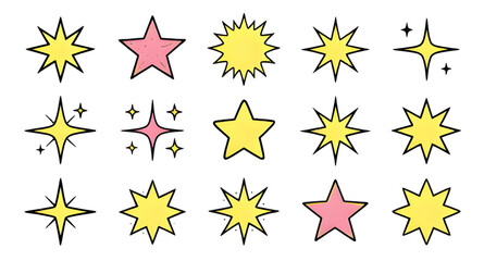 Obraz premium star, icon, set, collection, shape, symbol, favorite, rating, sparkle, shine, burst, light, design, graphic, vector, element, collection