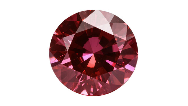 Round cut pink diamond gemstone faceted, isolated on transparent background