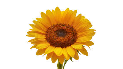 Naklejka premium Bright yellow sunflower bloom with dark brown center, isolated on transparent background