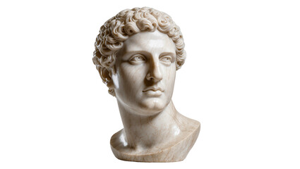 Obraz premium Marble bust of a young man with curly hair, isolated on transparent background