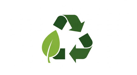 Obraz premium Green recycling symbol with leaf.