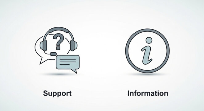 Support and Information Icon Set.
