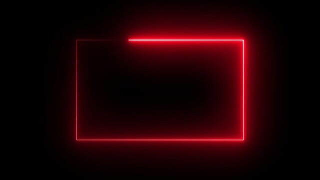 Neon red glowing rectangle transition animation loop neon rectangle animation glowing red square transition
