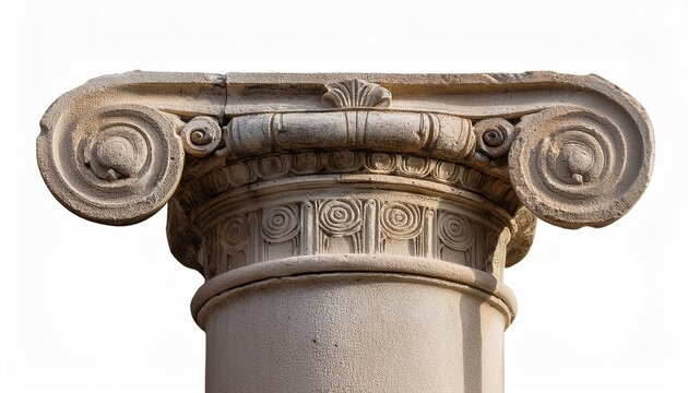 ancient greek corinthian style stone pillar isolated isolated on white