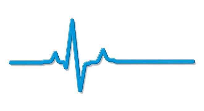 Blue electrocardiogram line showing a healthy heartbeat rhythm with heart rhythm white background vital signs heartbeat cardiology electrocardiogr