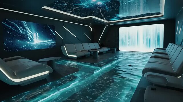 Futuristic Room Design, Modern Interior, Virtual Environment, 1080p Video, Immersive Space, High-Tech Visualization