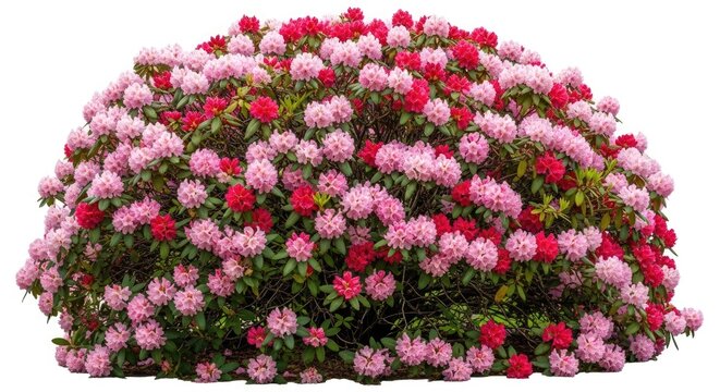 Vibrant azalea bush in full bloom pink and red flowers