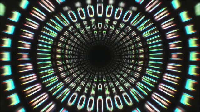 Abstract Digital Glitch Warp Tunnel with Binary Code Distortion
