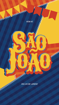 s&atilde;o jo&atilde;o social media stories template coming soon with festive elements and countdown style