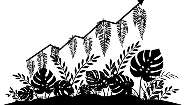A striking black and white image of tropical foliage, ideal for backgrounds, website design, or creating a natural, minimalist aesthetic. Evokes seren