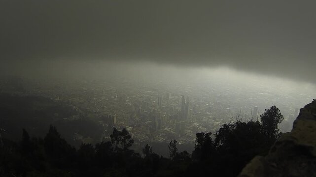 Timelapse of the city of Bogota, Colombia on a rainy day