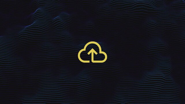 Abstract Flowing Lines Loop with Cloud Upload Icon &ndash; Futuristic Data Background Animation Looping