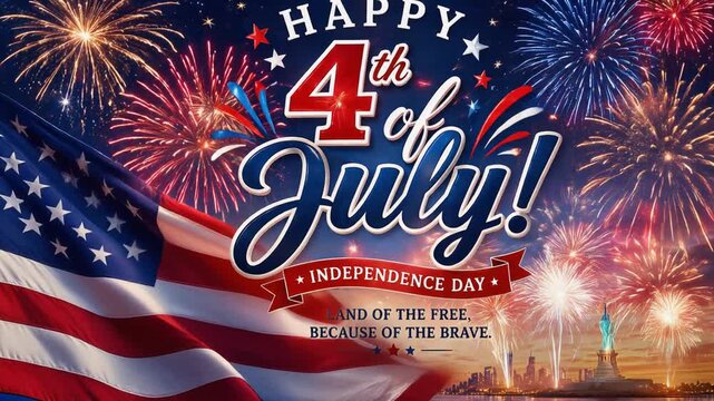 Vibrant fireworks display celebrating fourth of july independence day animation motion clip AI Generative