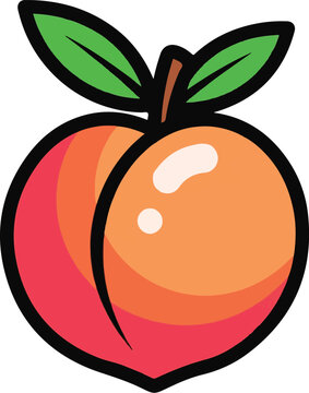 Vibrant Whole Peach Cartoon Vector Icon
