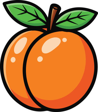 Vibrant Whole Peach Cartoon Vector Icon
