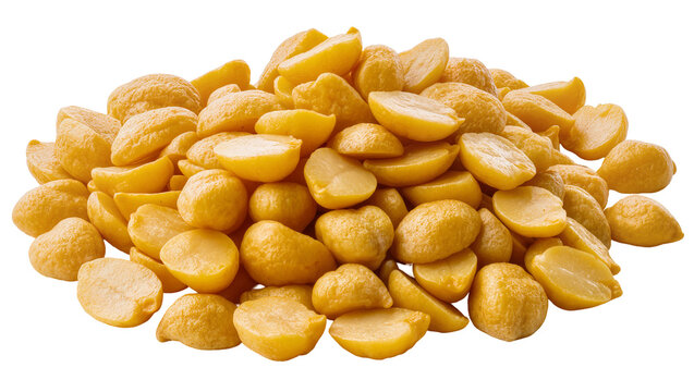Pile of split yellow peas healthy legume food, isolated on transparent background