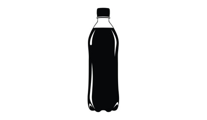 A stark black silhouette of a plastic bottle stands prominently against a bright white background creating a minimalist image silhouette high quality professional detailed © rsvect02