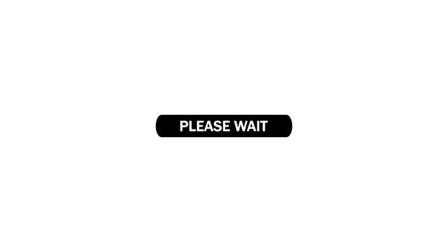 Black rounded button with the text pleasewait displayed in white sans-serif font with a cursor hovering over it on a clean white background