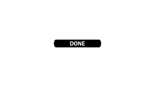 A black rounded button with the word done in white capital letters is shown on a white background with a computer mouse cursor hovering over it