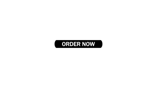Black rounded button with the words ordernow in white capital letters and a cursor arrow pointing to it on a white background keywords: order, now, purchase, buy, shop, online