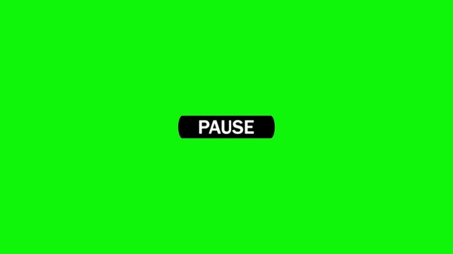 Black rounded button with the word pause in white text and a cursor arrow hovering over it on a bright green background