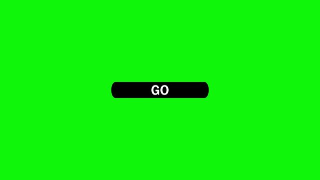 Animated green screen background with a black button labeled go and a cursor arrow pointing to it ready for interaction and activation
