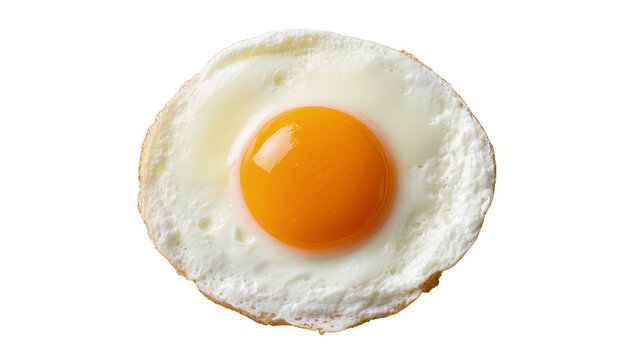 Perfectly fried egg with bright orange yolk, isolated on transparent background