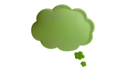 Green thought bubble with smaller bubbles, isolated on transparent background