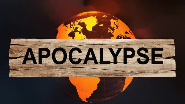 Sign of "apocalypse" with the world engulfed in flames.