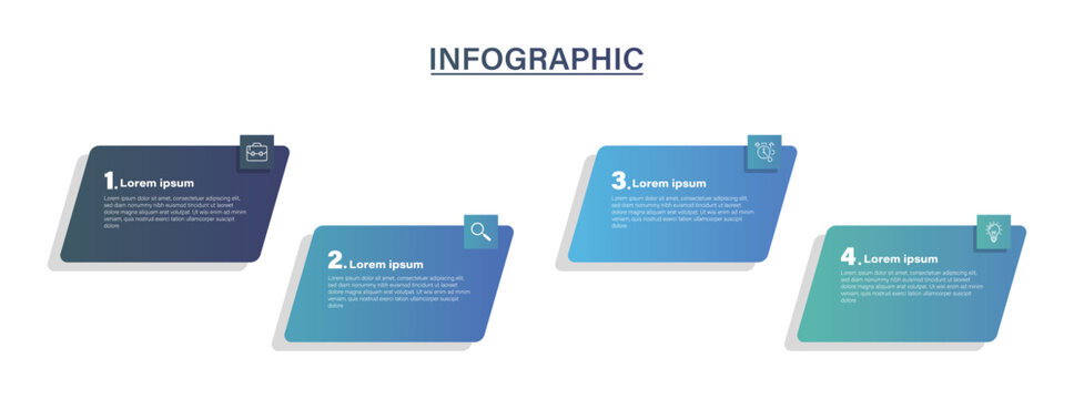 Infographic template with four colorful numbered sections and icons